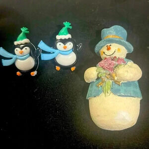 Christmas earrings and brooch